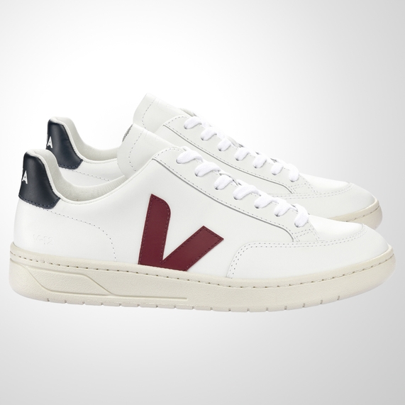 TÊNIS VEJA V-12 LEATHER WHITE MARSALA NAUTICO