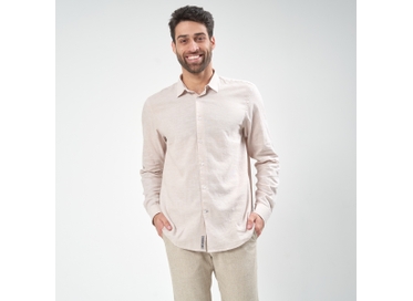 CAMISA LINHO MANGA LONGA BEGE PADRÃO