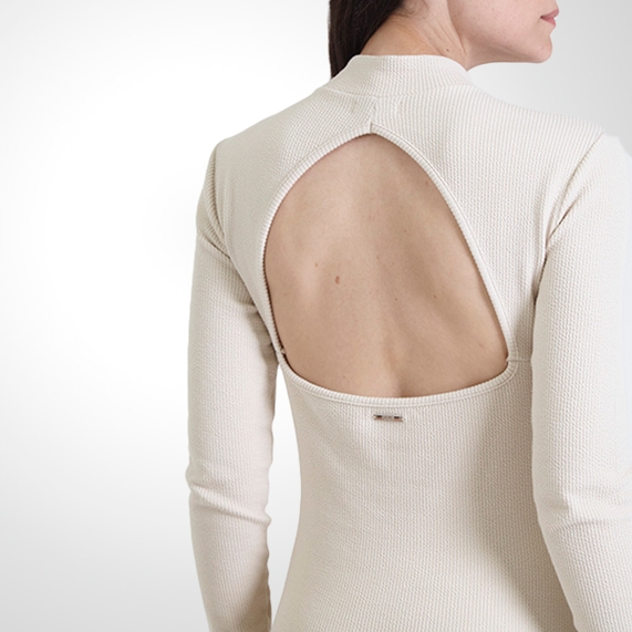VESTIDO FORUM CANELADO BEGE