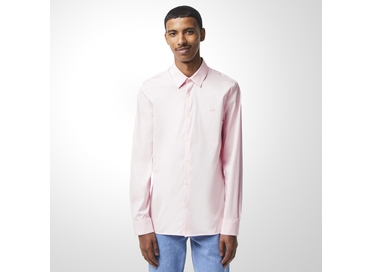 CAMISA MASCULINA SLIM FIT POPELINE ROSA LACOSTE