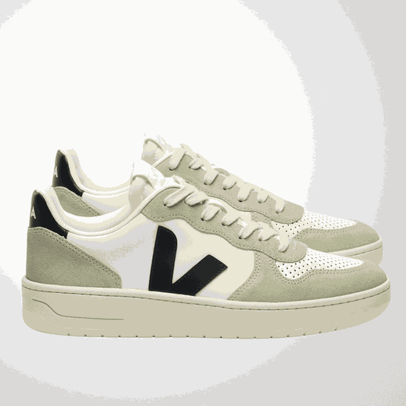 TÊNIS VEJA MASCULINO V-10 LEATHER PURE BLACK CLAY