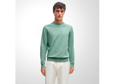 SUÉTER BOSS MASCULINO GOLA CARECA ALGODÃO LOGO BORDADO VERDE