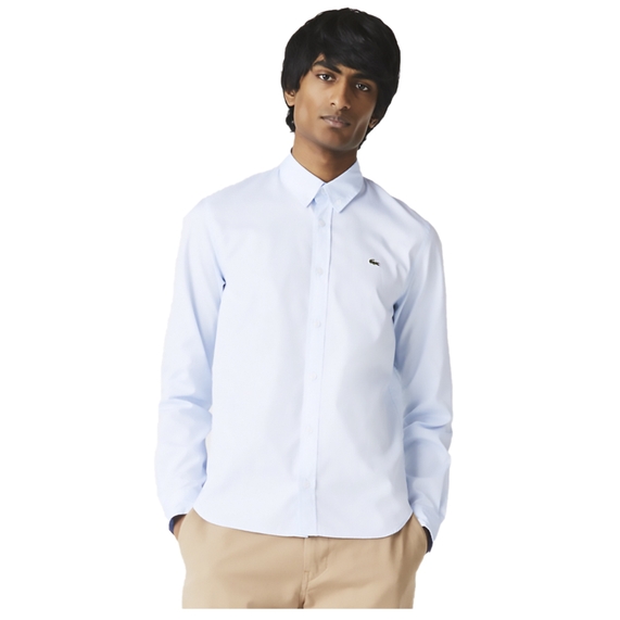 CAMISA MASCULINA MANGA LONGA SLIM FIT AZUL LACOSTE
