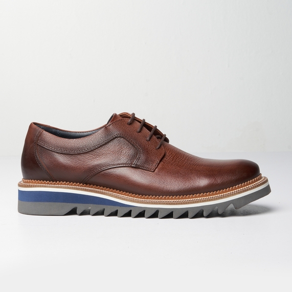SAPATO MASCULINO CASUAL DERBY COURO MARROM PADRÃO