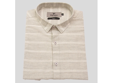 CAMISA LINHO MANGA LONGA BEGE PADRAO