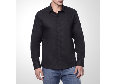 CAMISA MASCULINA REGULAR LISA PRETA CALVIN KLEIN JEANS