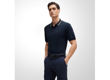 POLO BOSS MASCULINA GOLA LISTRADA SLIM FIT MARINHO