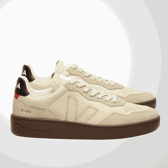 TÊNIS VEJA MASCULINO V-90 LEATHER BEIGE ALMOND BLACK