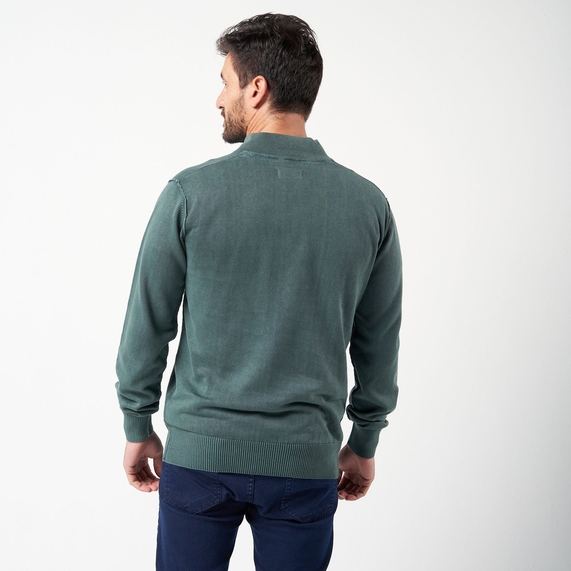TRICOT MASCULINO MEIO ZÍPER VERDE PADRÃO