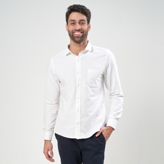 CAMISA CASUAL ML BRANCA PADRÃO