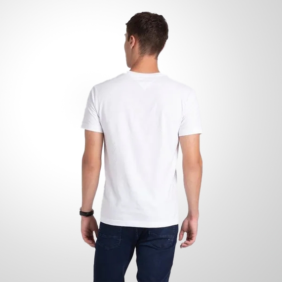 CAMISETA TOMMY HILFIGER MASCULINA CLÁSSICA GOLA V BRANCA