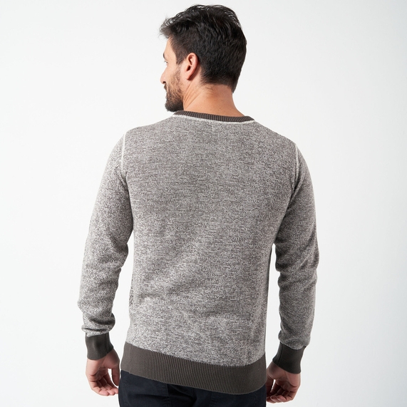 TRICOT MASCULINO GOLA CARECA CINZA PADRÃO