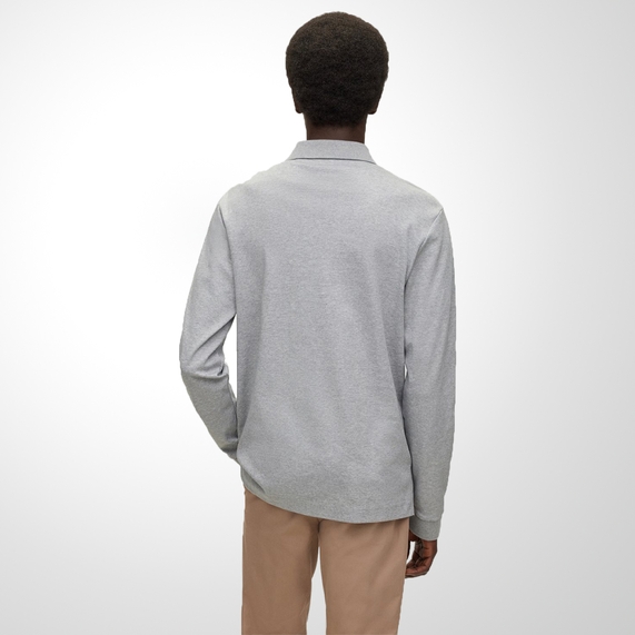 POLO MASCULINA MANGA LONGA PIMA CINZA BOSS
