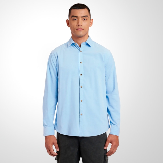 CAMISA ARAMIS MASCULINA VELUDO COTELÊ AZUL CLARO