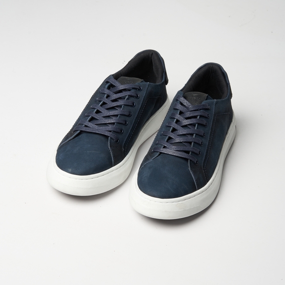 TÊNIS MASCULINO CASUAL COURO MARINHO PADRÃO