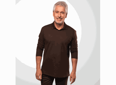 POLO MASCULINA PADRÃO PIMA MANGA LONGA DECOTE V MARROM CLARO