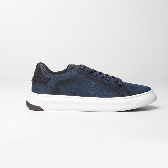 TÊNIS MASCULINO CASUAL COURO MARINHO PADRÃO