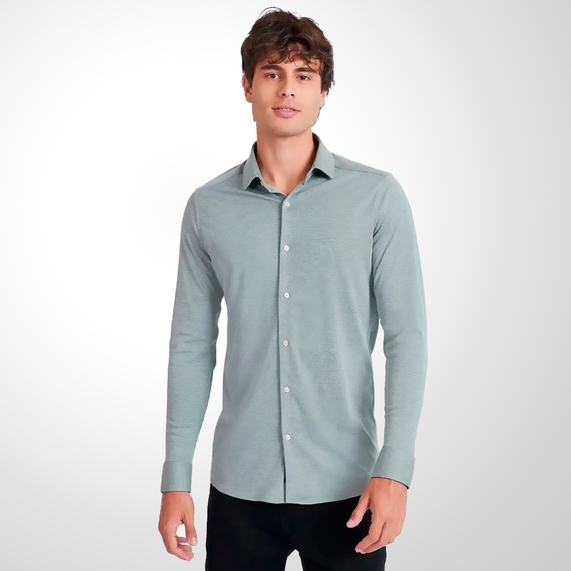 CAMISA ARAMIS MASCULINA SLIM MALHA ALGODAO MISTO VERDE