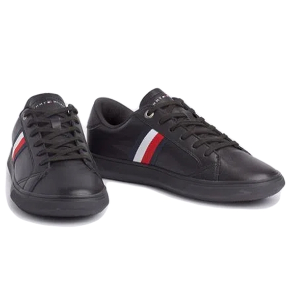 TÊNIS MASCULINO DANIEL ESSENCIAL COURO PRETO TOMMY HILFIGER