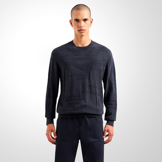 SUÉTER LOGO JACQUARD PRETA ARMANI EXCHANGE