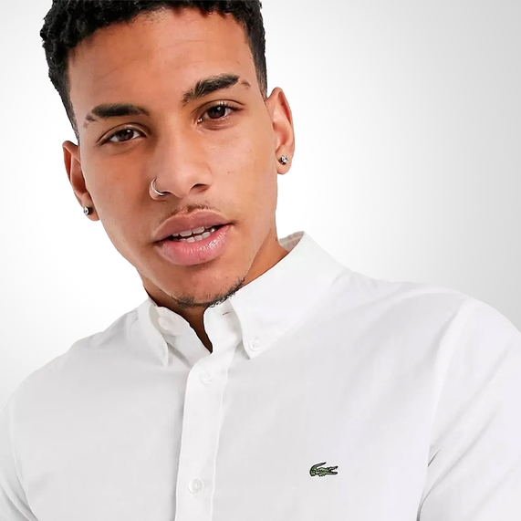 CAMISA MASCULINA CLÁSSICA REGULAR FIT BRANCA LACOSTE