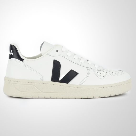 TÊNIS VEJA V-10 COURO EXTRA WHITE BLACK