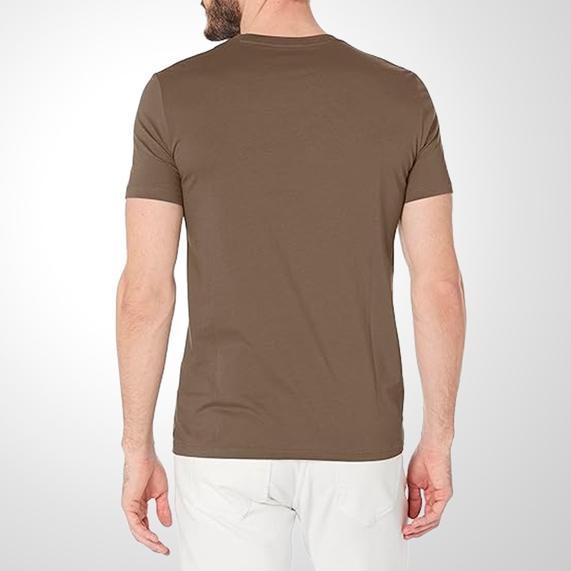 CAMISETA ARMANI EXCHANGE MASCULINA SLIM FIT GOLA V DE ALGODÃO PIMA VERDE MUSGO