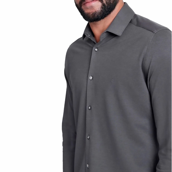 CAMISA ARAMIS MACULINA SLIM MALHA TEXTURIZADA CINZA