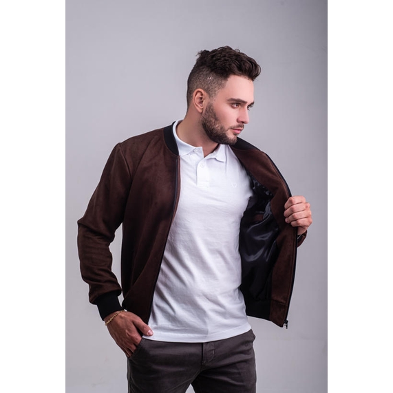 JAQUETA MASCULINA SUEDE CAFÉ PADRÃO