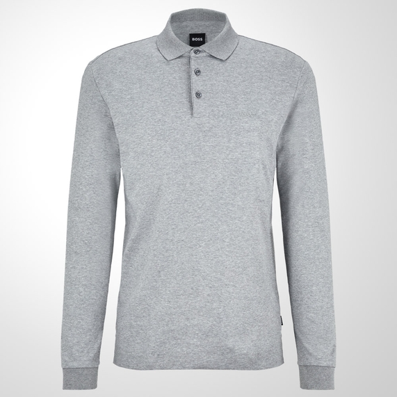 POLO MASCULINA MANGA LONGA PIMA CINZA BOSS