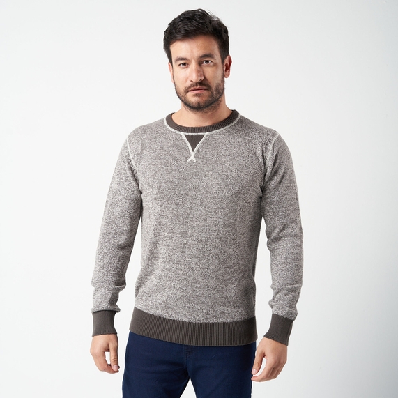 TRICOT MASCULINO GOLA CARECA CINZA PADRÃO