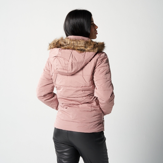 JAQUETA FEMININA PUFFER COM CAPUZ ROSÉ PADRÃO