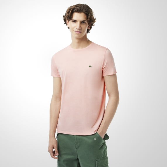CAMISETA BÁSICA MASCULINA MANGA CURTA ROSA LACOSTE