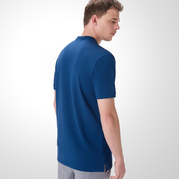 POLO MASCULINA COM ZIPER AZUL MÉDIO RICARDO ALMEIDA
