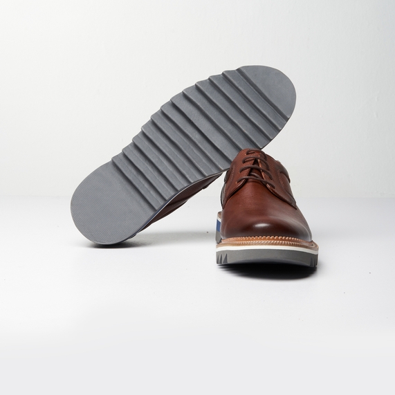 SAPATO MASCULINO CASUAL DERBY COURO MARROM PADRÃO