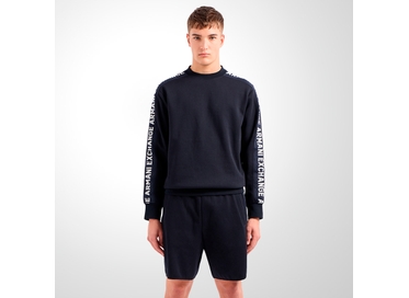 MOLETOM COM GOLA REDONDA E FAIXA COM LOGO MARINHO ARMANI EXCHANGE