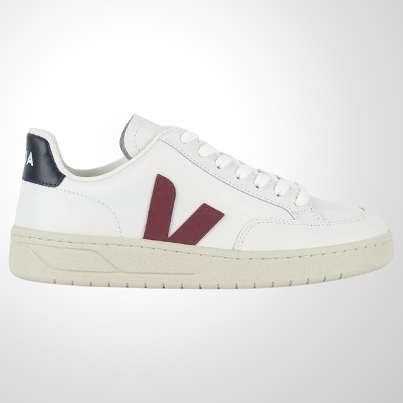 TÊNIS VEJA V-12 LEATHER WHITE MARSALA NAUTICO