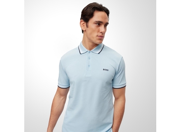 POLO BOSS MASCULINA LOGO CONTRASTANTE AZUL
