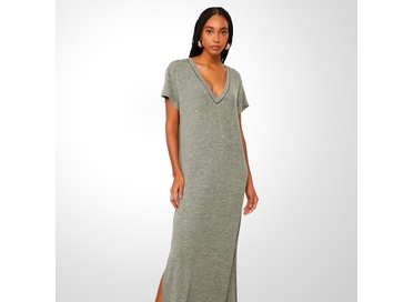 VESTIDO ANIMALE DECOTE V COM ENTREMEIO VERDE