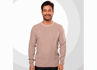 TRICOT MASCULINO PADRÃO GOLA CARECA BEGE