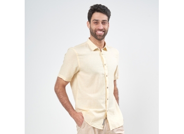 CAMISA LINHO MANGA CURTA AMARELA PADRÃO