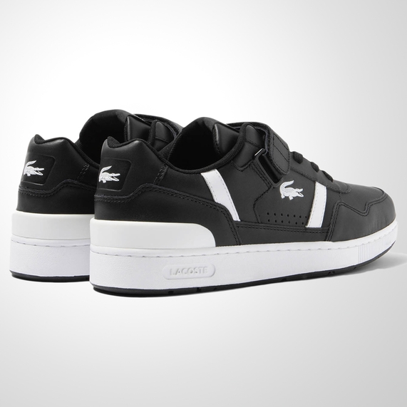 TÊNIS MASCULINO T-CLIP VELCRO COURO PRETO LACOSTE