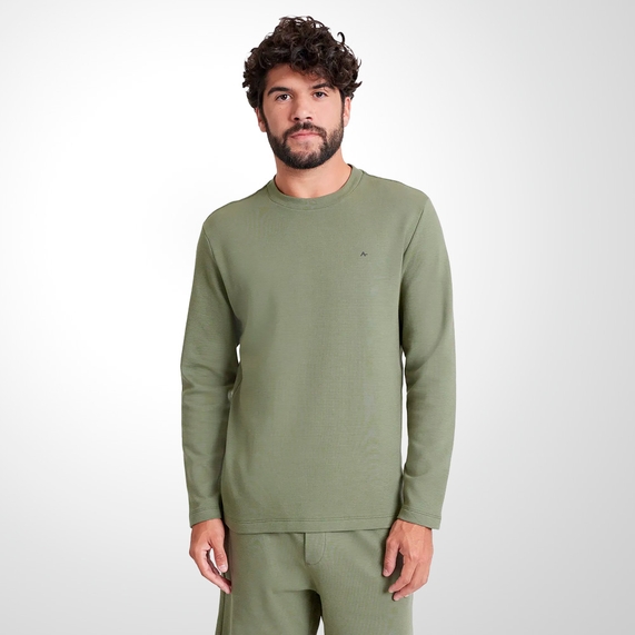 CAMISETA ARAMIS MASCULINA MANGA LONGA SUEDINE CANELADO VERDE