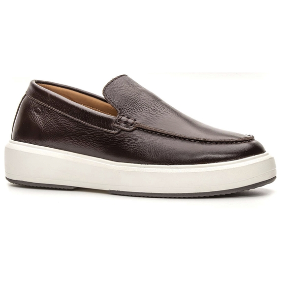 MOCASSIM MASCULINO CASUAL COURO FLOATER CAFÉ PADRÃO