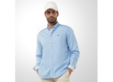 CAMISA MASCULINA COTTON GABARDINE AZUL LACOSTE