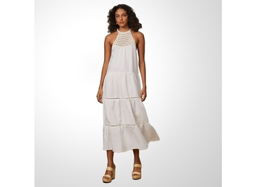 VESTIDO LIKE LINEN DETALHE EM CROCHET ROSA ANIMALE