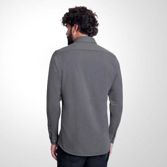 CAMISA ARAMIS MACULINA SLIM MALHA TEXTURIZADA CINZA