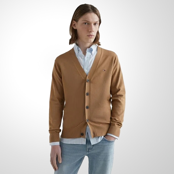 CARDIGAN MASCULINO MOULINE COM BOTÕES CAQUI TOMMY HILFIGER