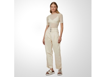 CALÇA FEMININA SARJA COS LARGO COM FIVELAS BEGE ANIMALE