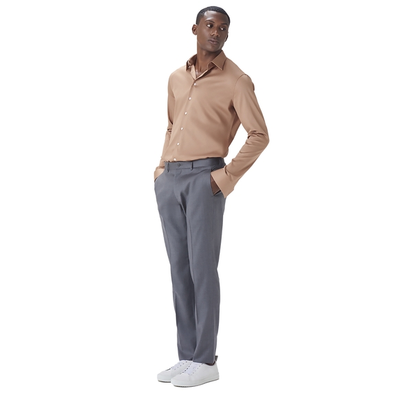 CAMISA SOCIAL MASCULINA SLIM MANGA LONGA AZUL TIJOLO RICARDO ALMEIDA